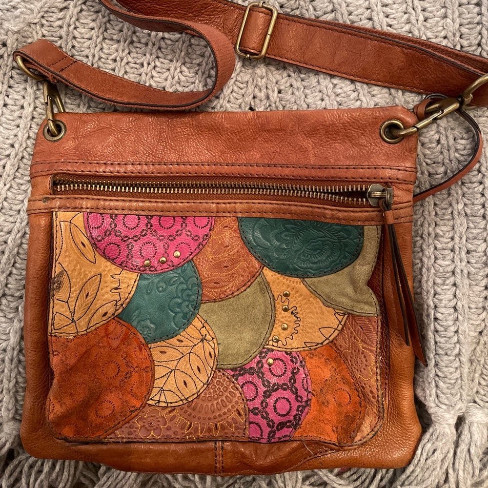 Pre owned FOSSIL LEATHER CROSSBODY